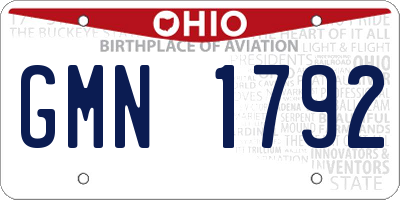 OH license plate GMN1792