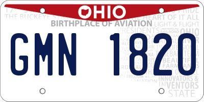 OH license plate GMN1820