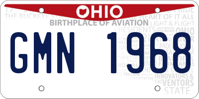 OH license plate GMN1968