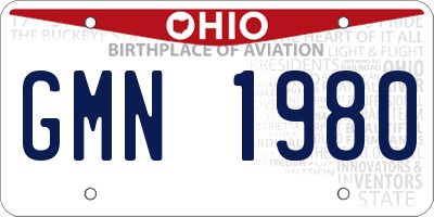 OH license plate GMN1980