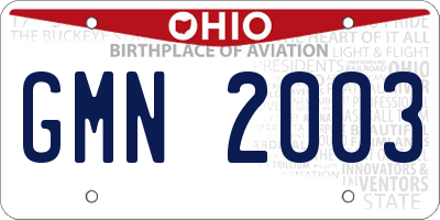 OH license plate GMN2003