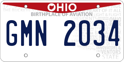 OH license plate GMN2034