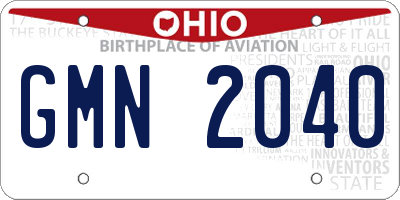 OH license plate GMN2040