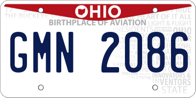 OH license plate GMN2086