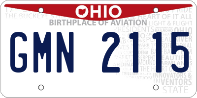OH license plate GMN2115