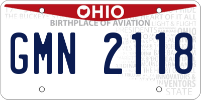 OH license plate GMN2118