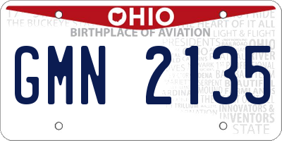 OH license plate GMN2135