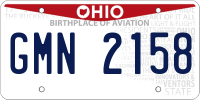 OH license plate GMN2158