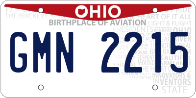 OH license plate GMN2215