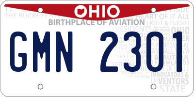 OH license plate GMN2301