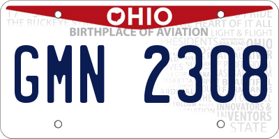 OH license plate GMN2308