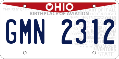 OH license plate GMN2312