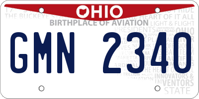 OH license plate GMN2340