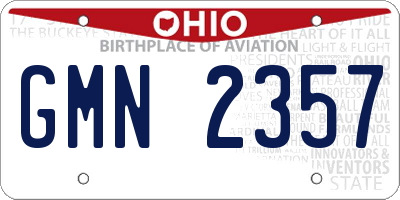 OH license plate GMN2357