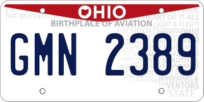 OH license plate GMN2389