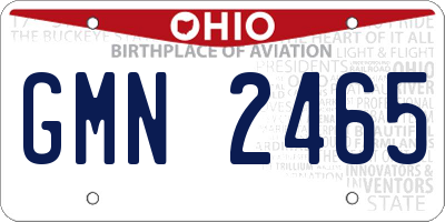OH license plate GMN2465