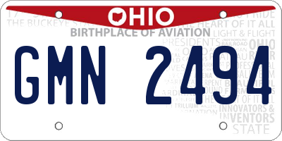 OH license plate GMN2494