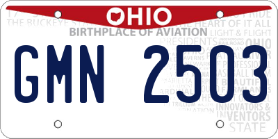 OH license plate GMN2503