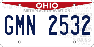 OH license plate GMN2532