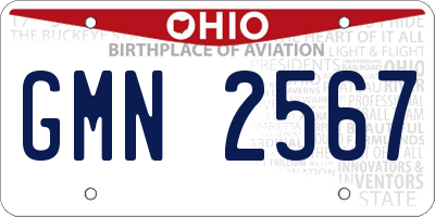OH license plate GMN2567