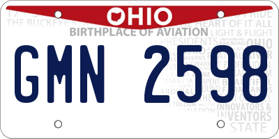 OH license plate GMN2598