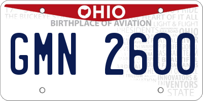 OH license plate GMN2600