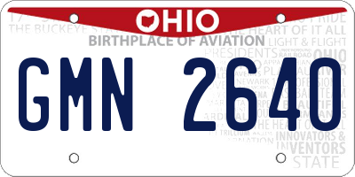 OH license plate GMN2640