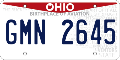 OH license plate GMN2645