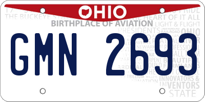 OH license plate GMN2693