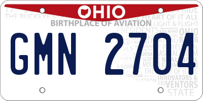 OH license plate GMN2704