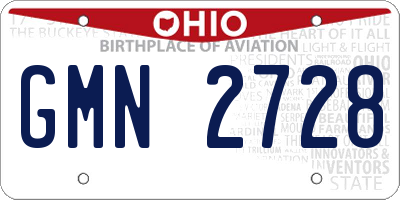 OH license plate GMN2728