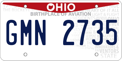 OH license plate GMN2735