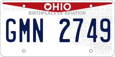 OH license plate GMN2749