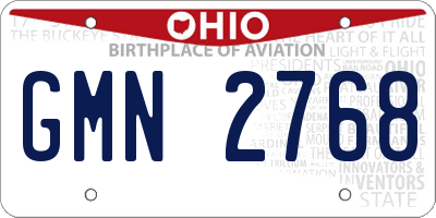 OH license plate GMN2768