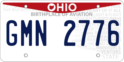 OH license plate GMN2776