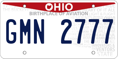 OH license plate GMN2777