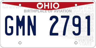 OH license plate GMN2791
