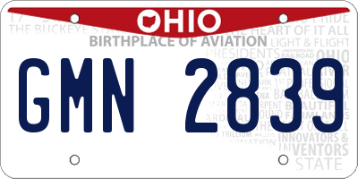 OH license plate GMN2839
