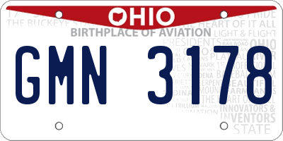 OH license plate GMN3178