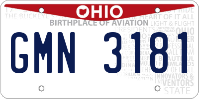 OH license plate GMN3181