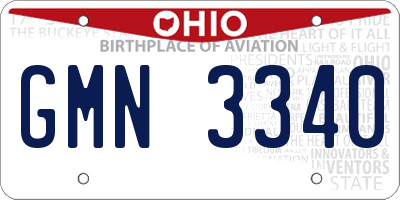 OH license plate GMN3340