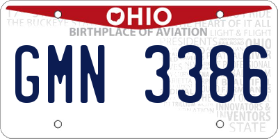 OH license plate GMN3386