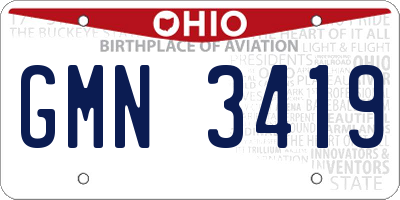 OH license plate GMN3419
