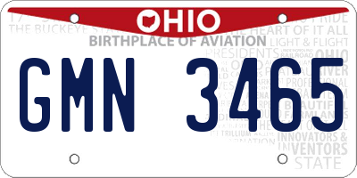 OH license plate GMN3465