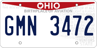 OH license plate GMN3472