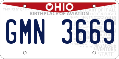 OH license plate GMN3669