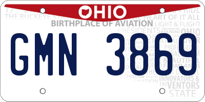 OH license plate GMN3869