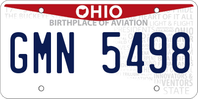 OH license plate GMN5498