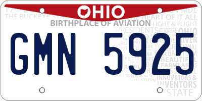 OH license plate GMN5925