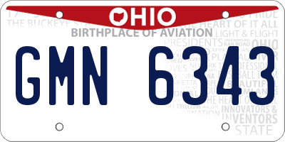 OH license plate GMN6343